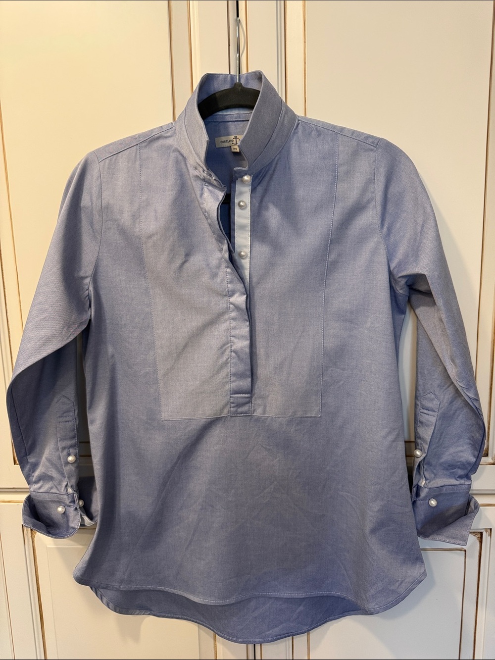 Cortland Park Blue Tux Tunic w/ Faux Pearl Buttons - SZ XS